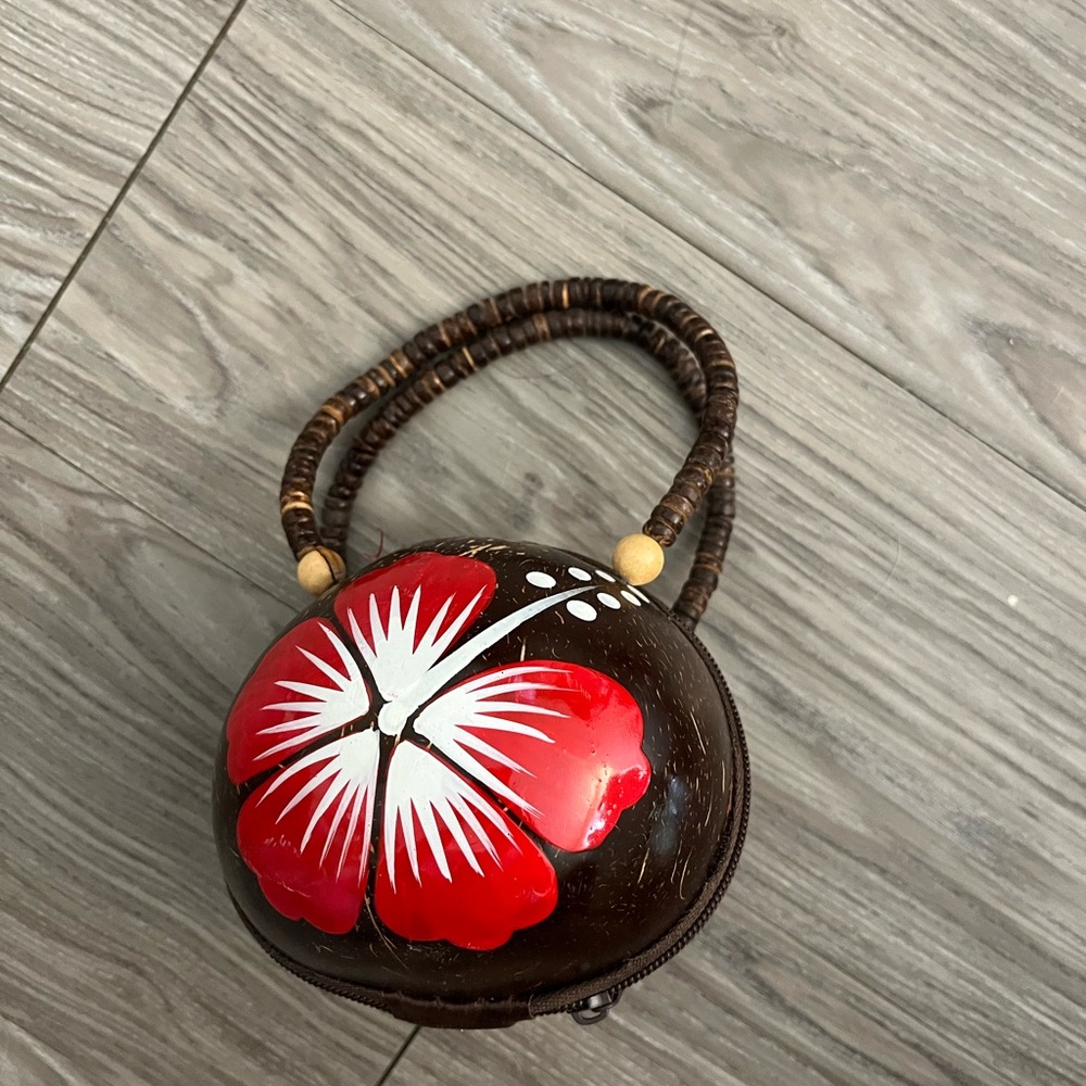 Tropical Floral Coconut Shell Handbag